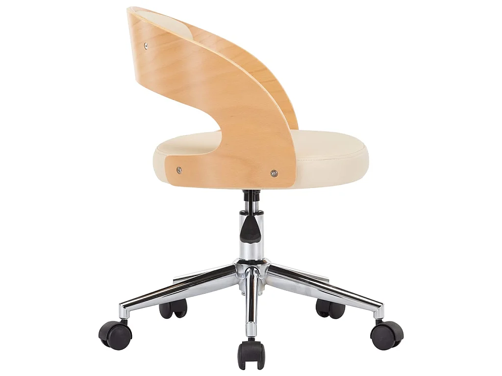 Chaise pivotante de bureau Crème Bois courbé et similicuir