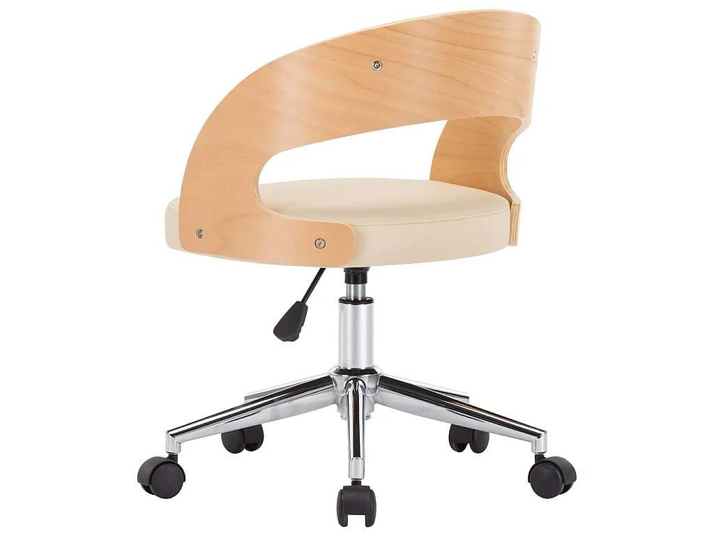 Chaise pivotante de bureau Crème Bois courbé et similicuir