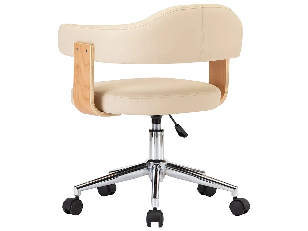 Chaise pivotante de bureau Crème Bois courbé et similicuir 4