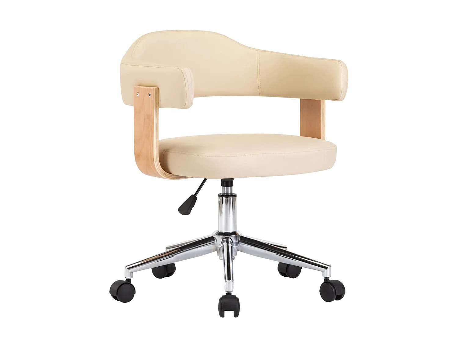 Chaise pivotante de bureau Crème Bois courbé et similicuir 4