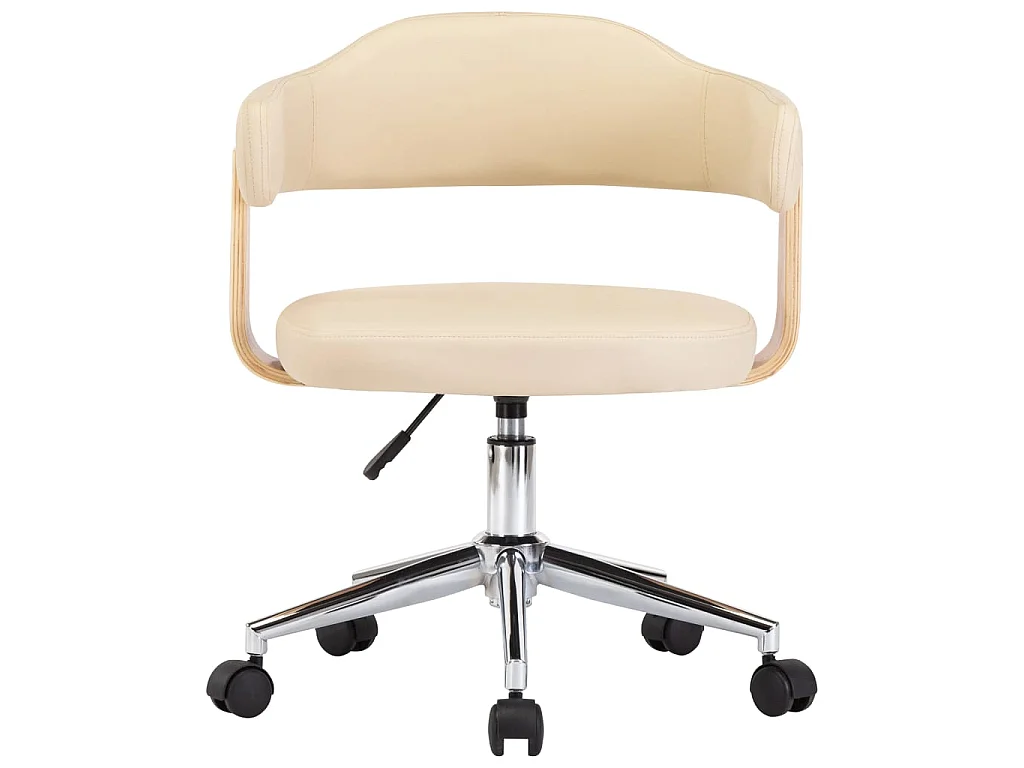 Chaise pivotante de bureau Crème Bois courbé et similicuir 4