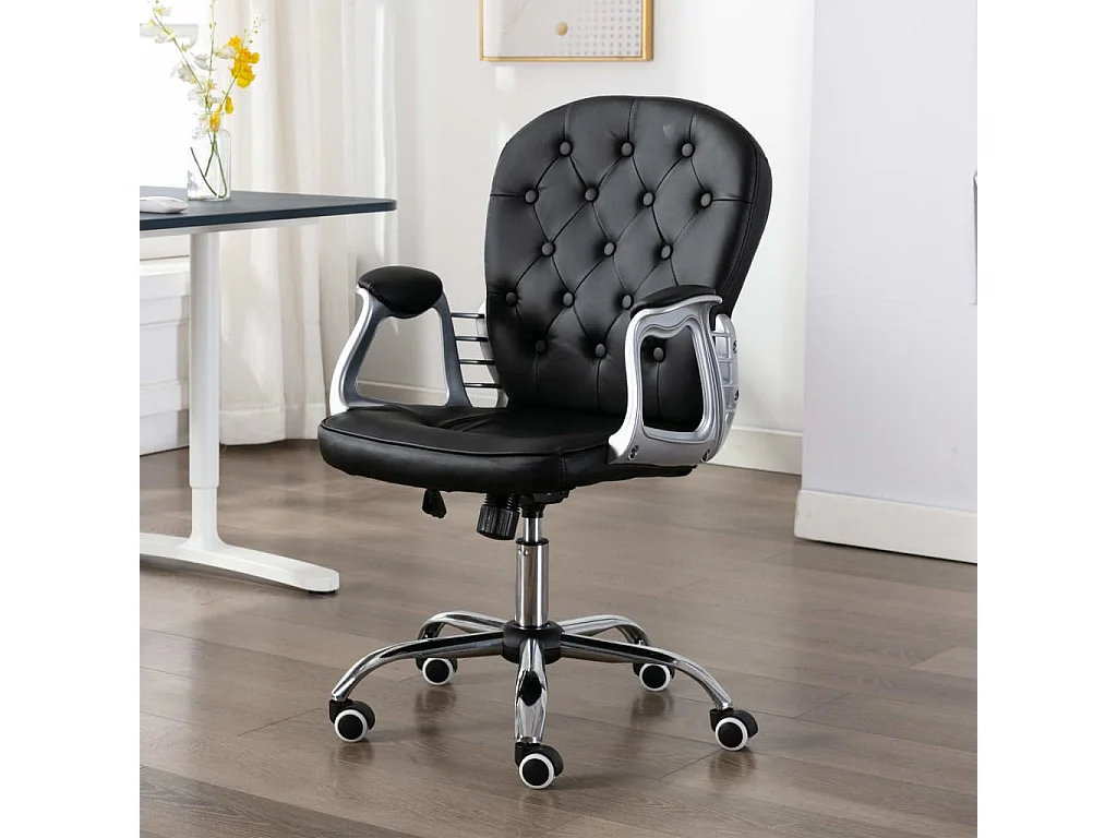 Chaise de bureau pivotante Noir Similicuir 6