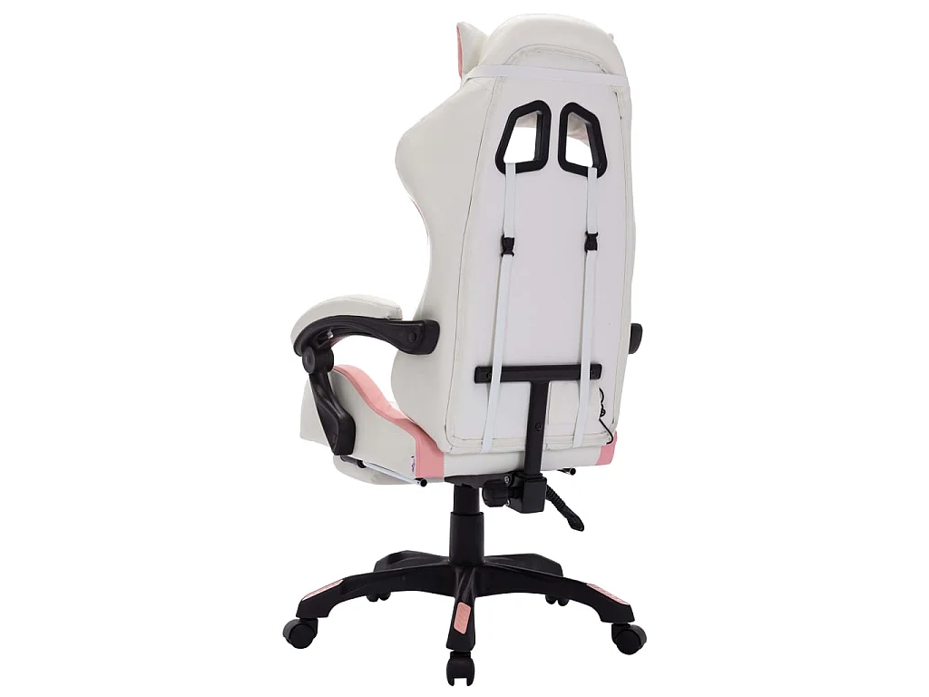 Fauteuil de jeux vidéo avec LED RVB Rose et blanc Similicuir
