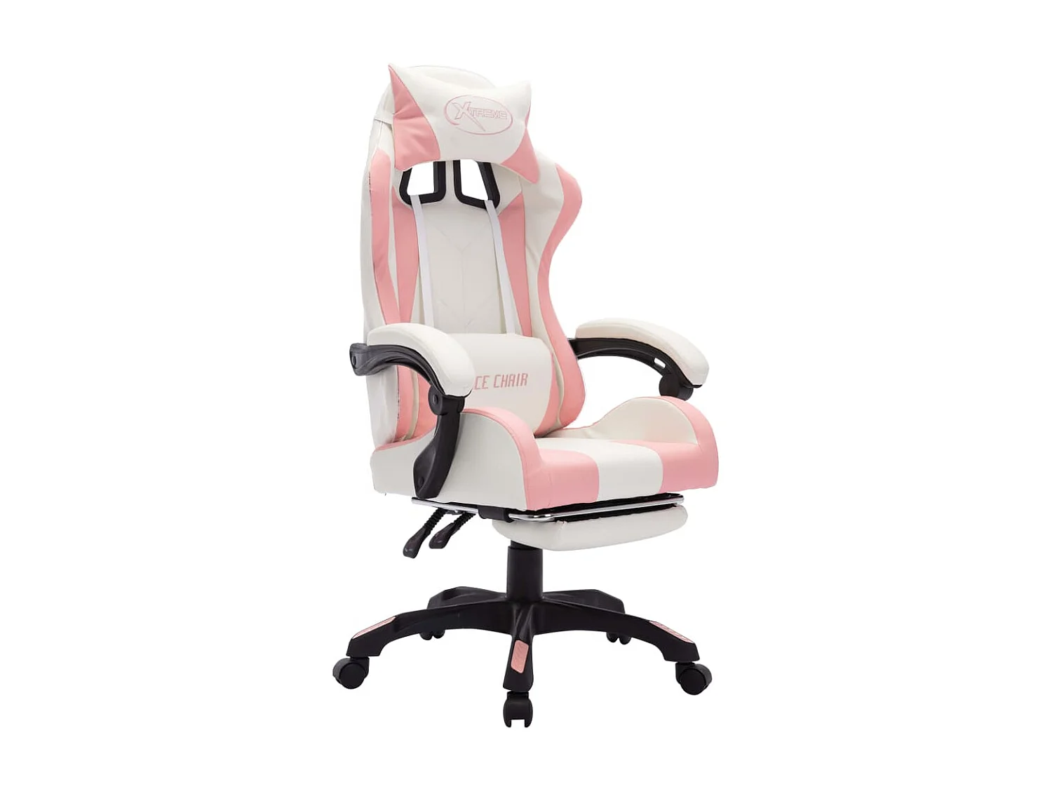 Fauteuil de jeux vidéo avec LED RVB Rose et blanc Similicuir