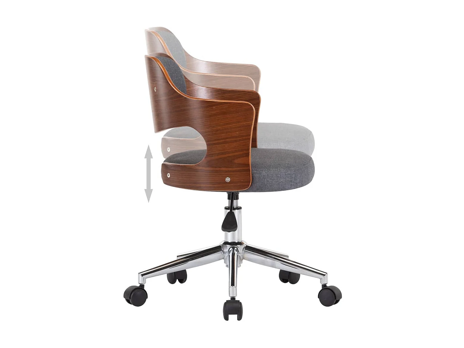 Chaise pivotante de bureau Gris Bois courbé et tissu 2