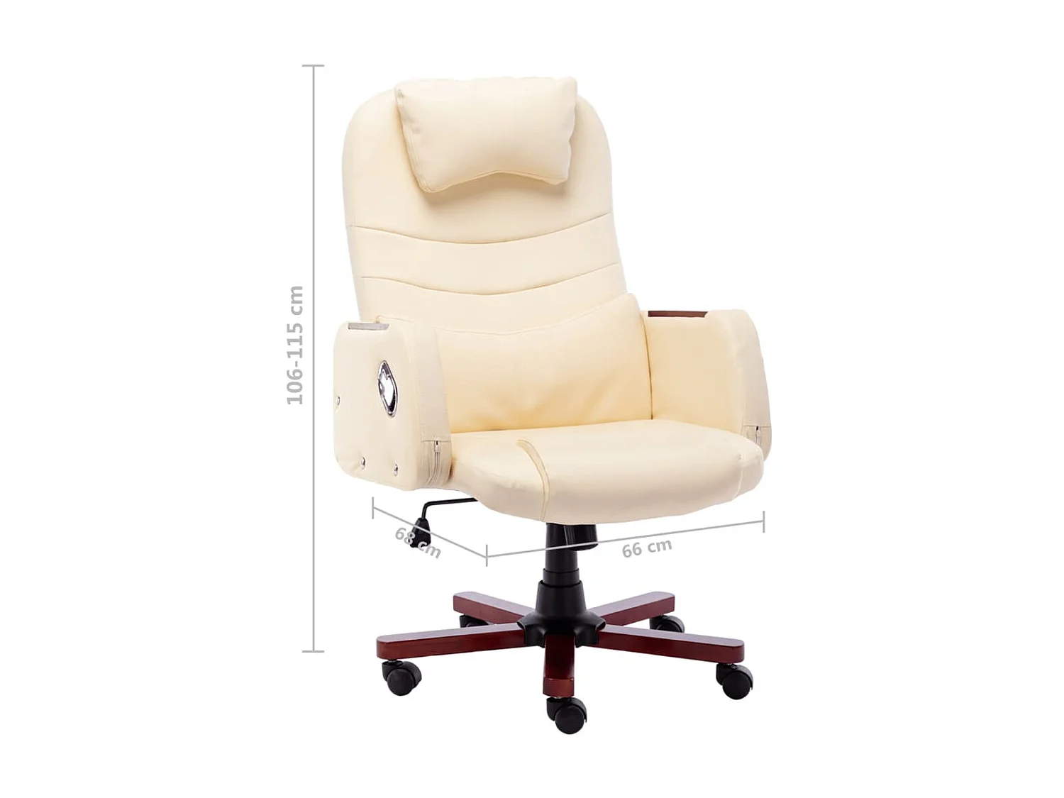 Chaise de bureau Crème Similicuir 8