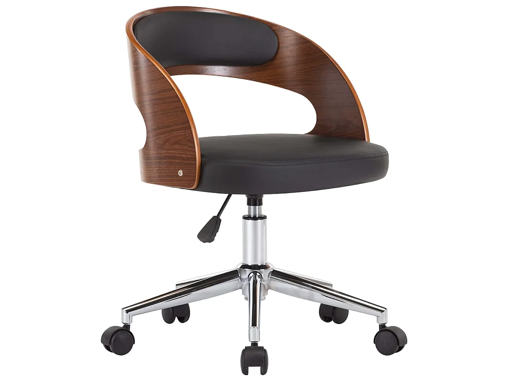 Chaise pivotante de bureau Noir Bois courbé et similicuir
