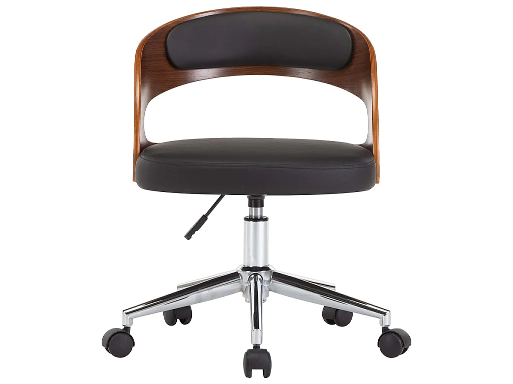 Chaise pivotante de bureau Noir Bois courbé et similicuir