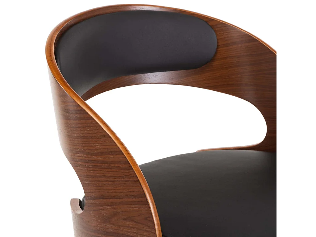 Chaise pivotante de bureau Noir Bois courbé et similicuir