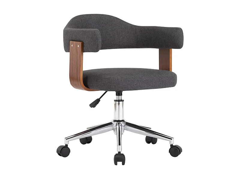 Chaise pivotante de bureau Gris Bois courbé et tissu 4