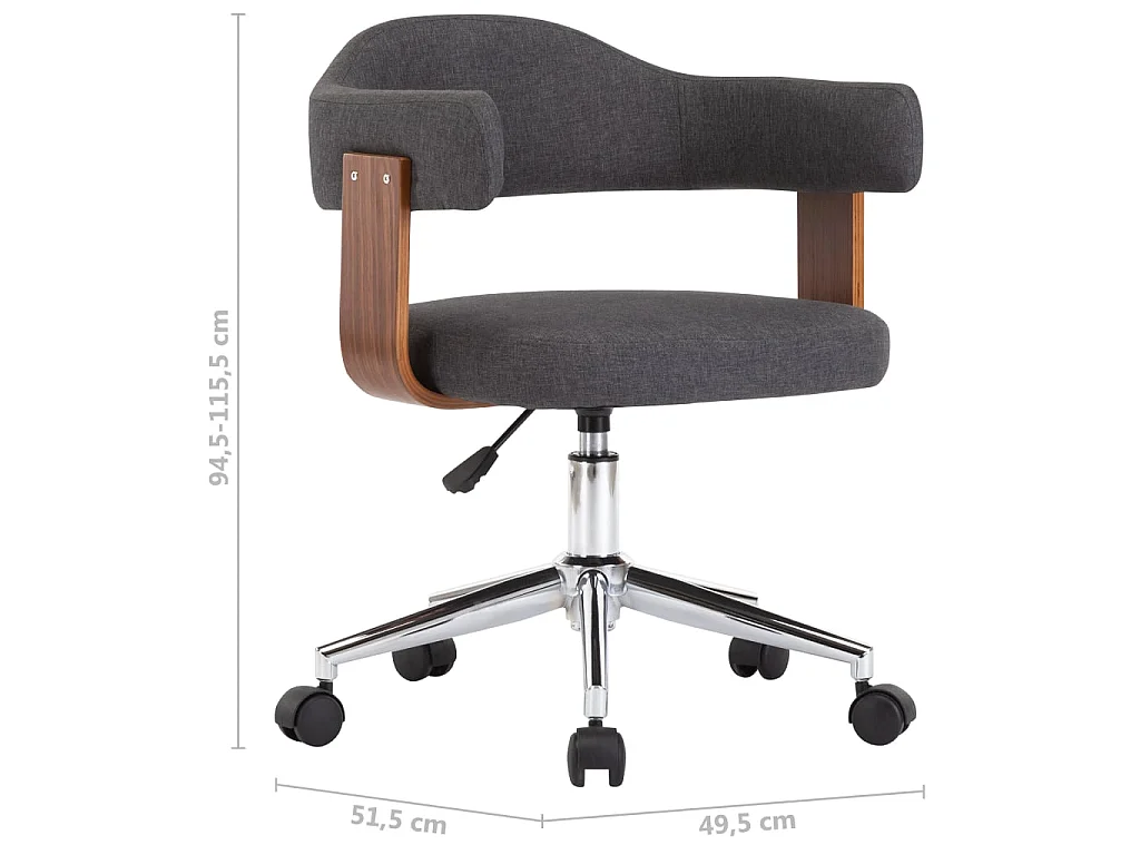Chaise pivotante de bureau Gris Bois courbé et tissu 4