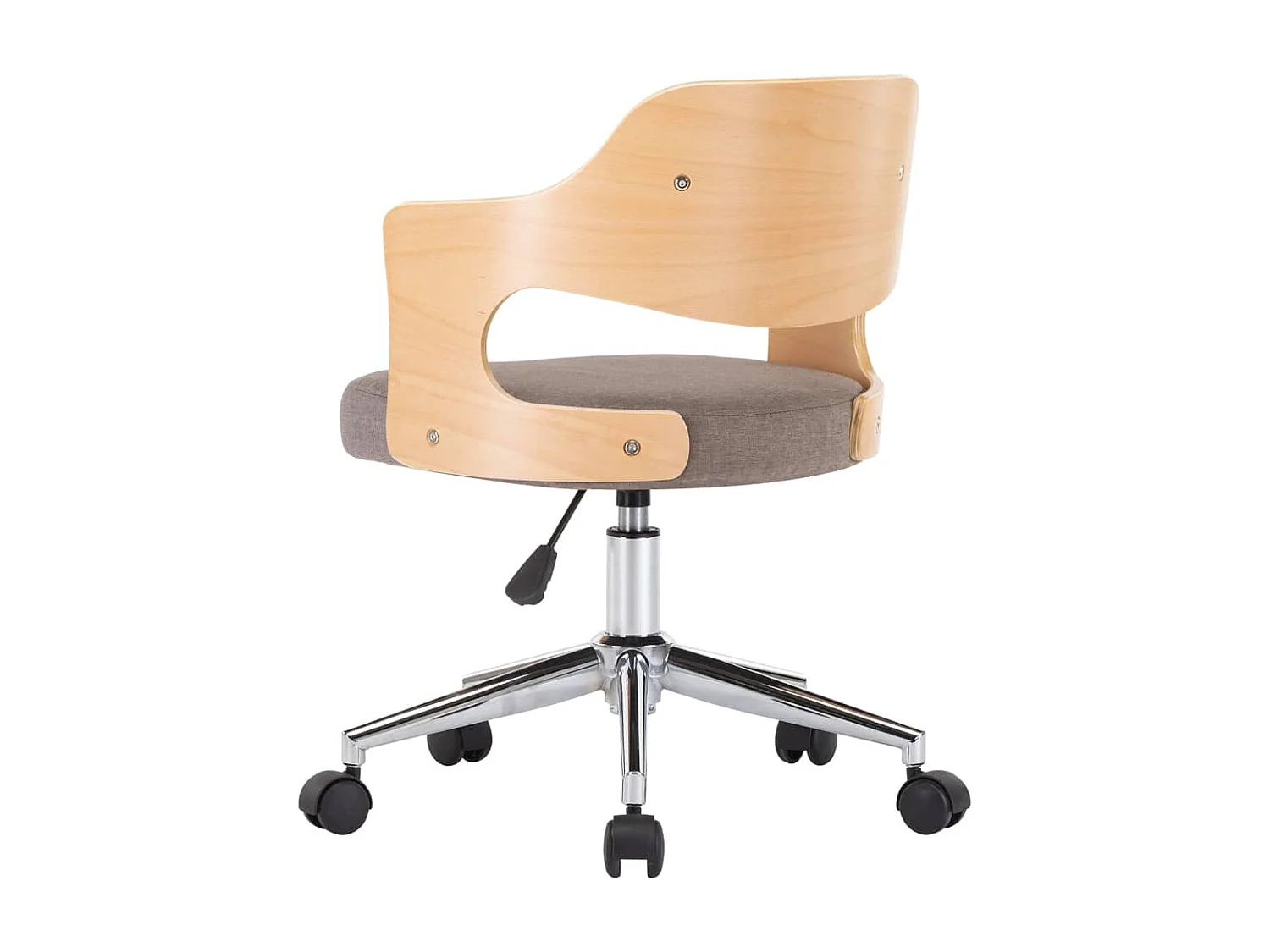 Chaise pivotante de bureau Taupe Bois courbé et tissu
