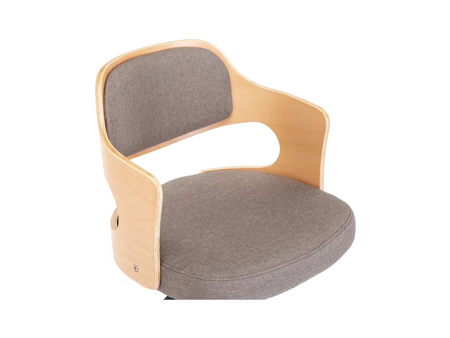 Chaise pivotante de bureau Taupe Bois courbé et tissu