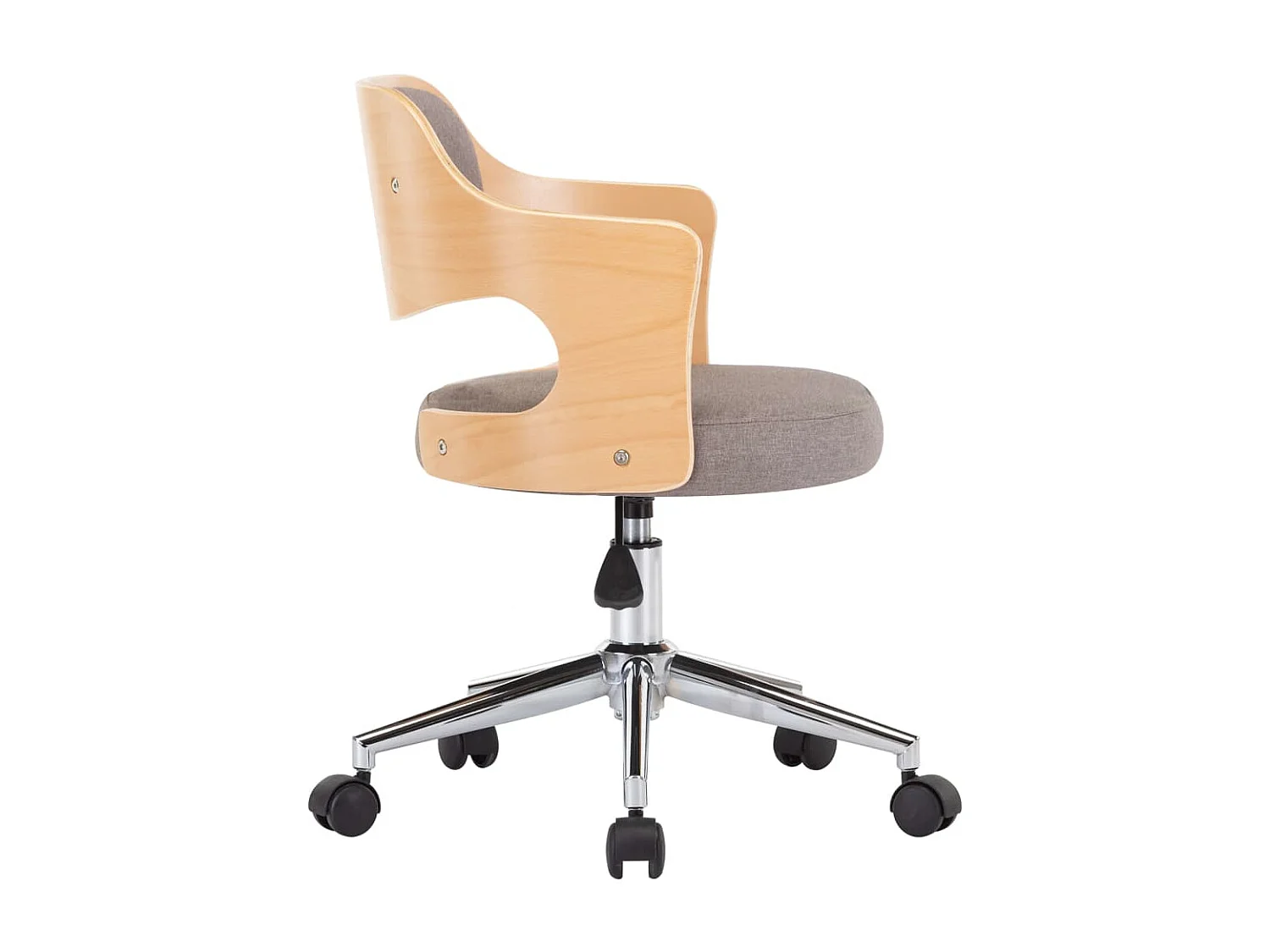 Chaise pivotante de bureau Taupe Bois courbé et tissu
