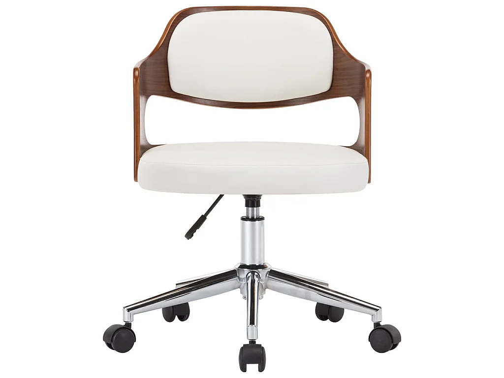 Chaise pivotante de bureau Blanc Bois courbé et similicuir 2