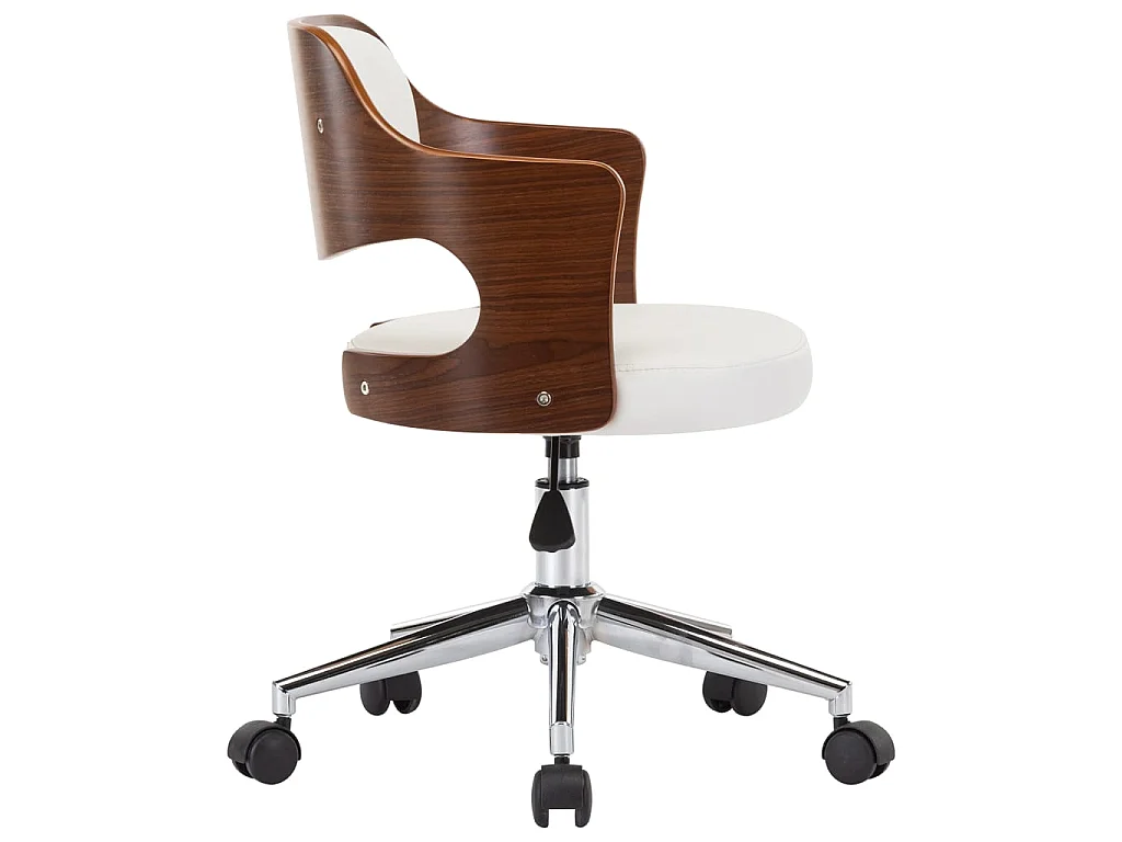 Chaise pivotante de bureau Blanc Bois courbé et similicuir 2