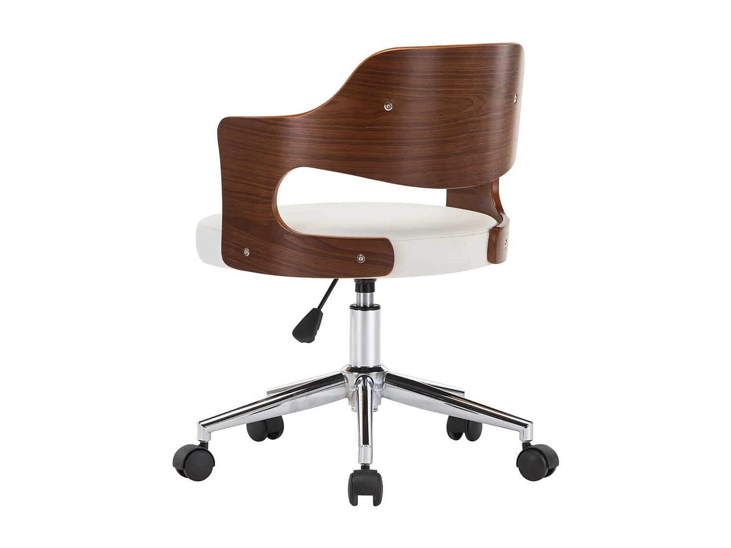 Chaise pivotante de bureau Blanc Bois courbé et similicuir 2