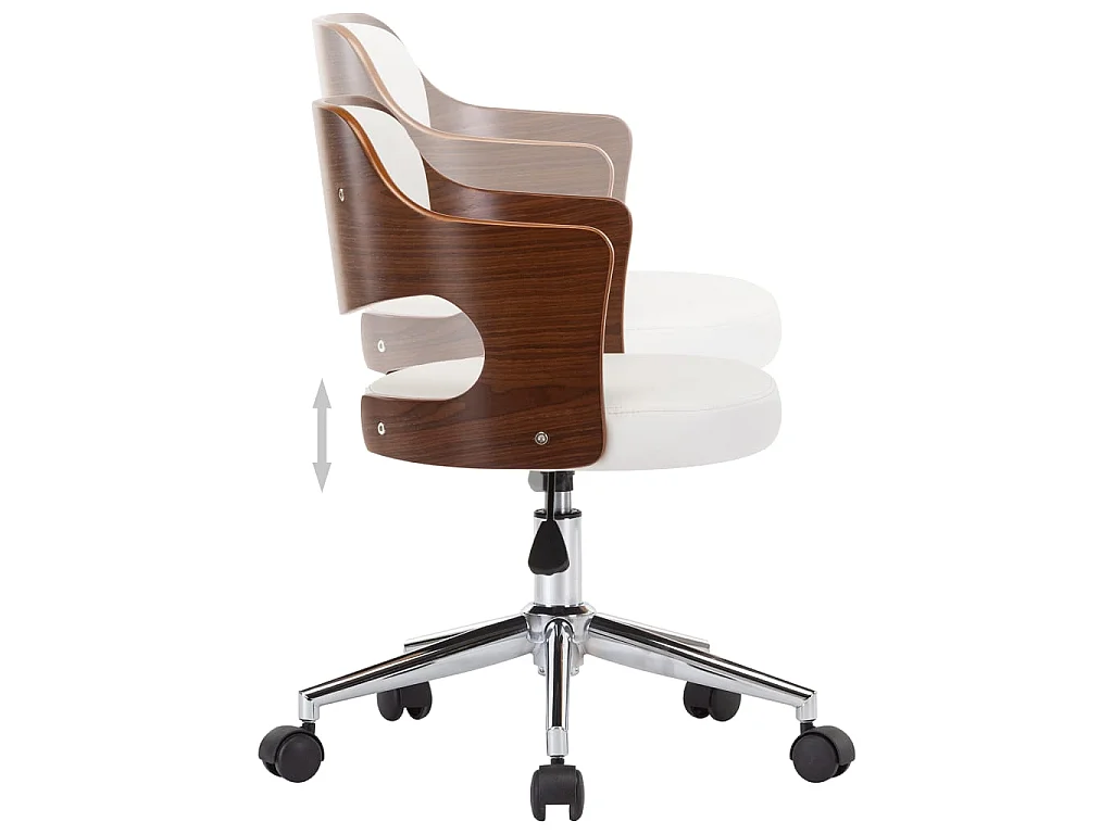 Chaise pivotante de bureau Blanc Bois courbé et similicuir 2