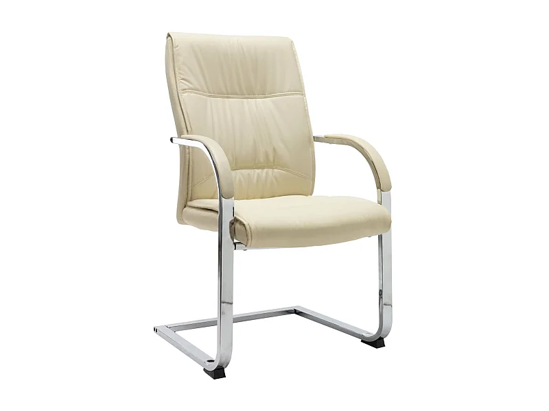 Chaise de bureau cantilever Crème Similicuir