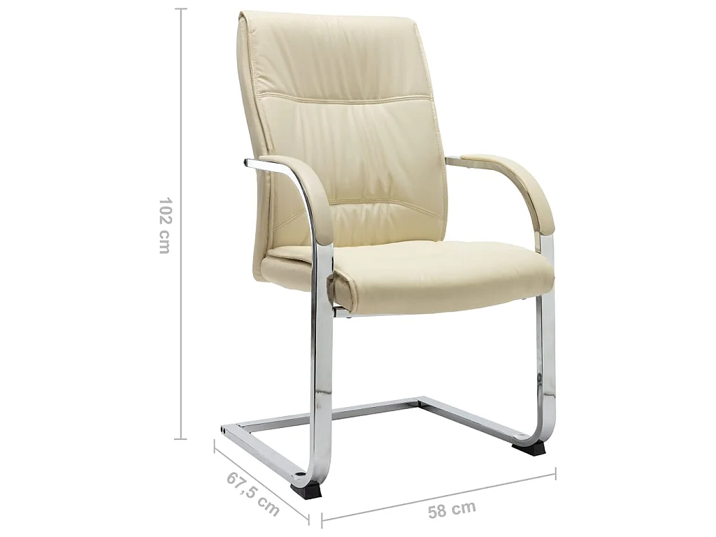 Chaise de bureau cantilever Crème Similicuir