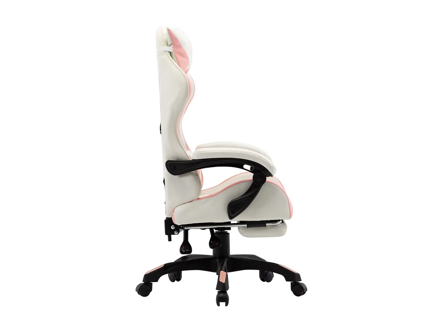 Fauteuil de jeux vidéo et repose-pied Rose et blanc Similicuir