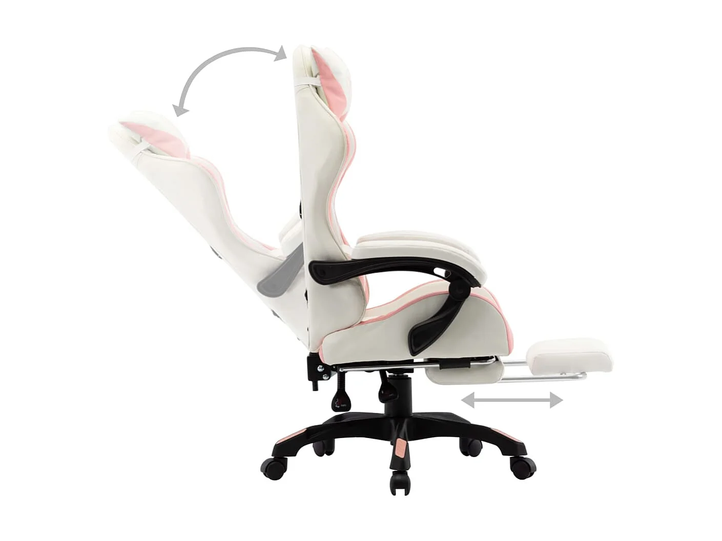 Fauteuil de jeux vidéo et repose-pied Rose et blanc Similicuir