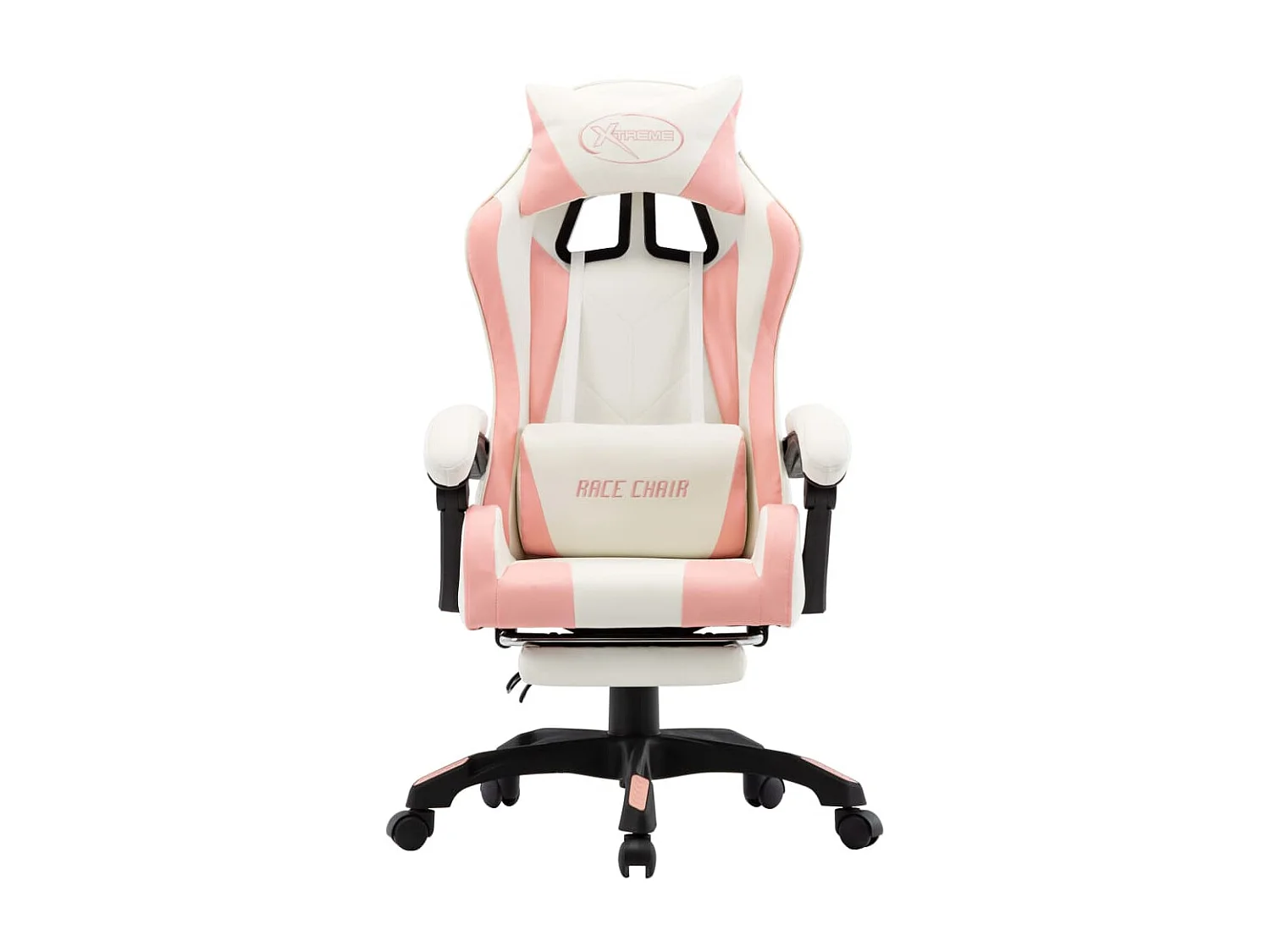Fauteuil de jeux vidéo et repose-pied Rose et blanc Similicuir