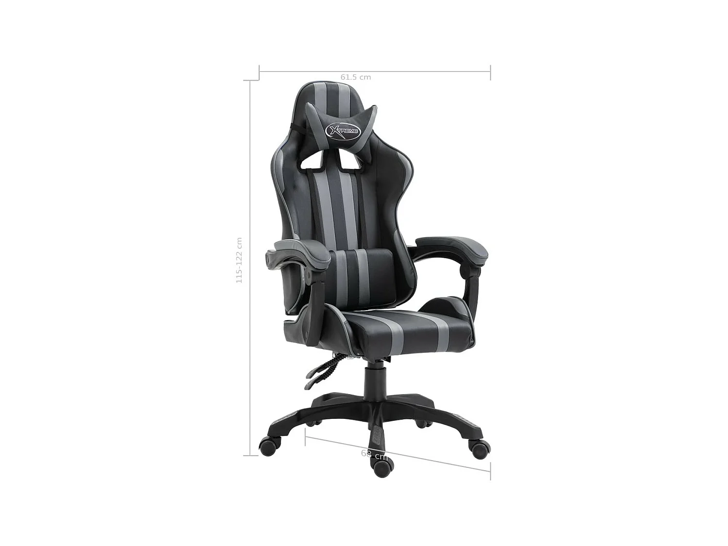 Fauteuil jeux video Xtreme simili cuir noir et gris