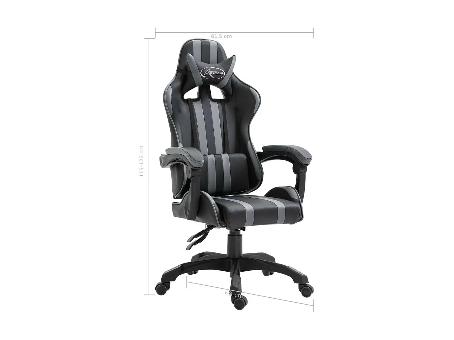 Fauteuil jeux video Xtreme simili cuir noir et gris