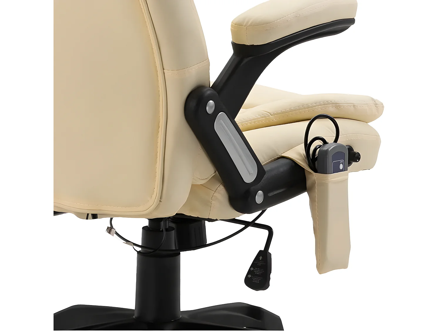 Fauteuil de bureau avec télécommande électrique simili cuir beige Grease