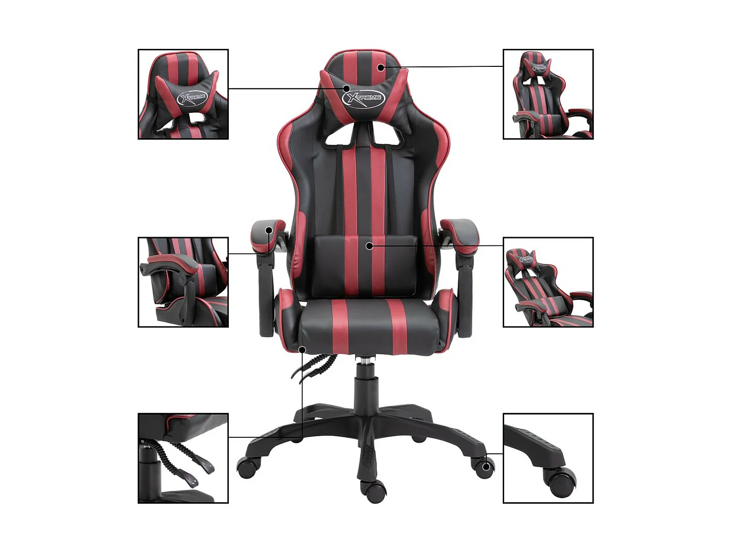Fauteuil jeux video Xtreme simili cuir noir et bordeaux