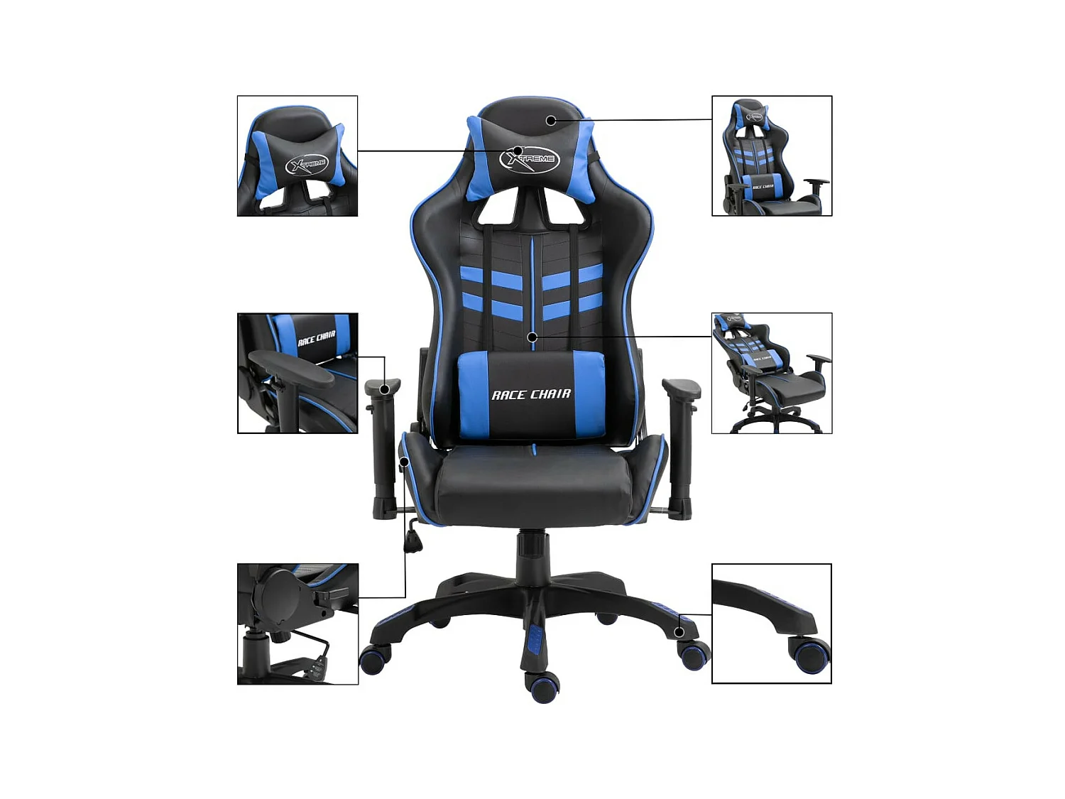 Fauteuil de jeux multimédia noir et bleu Gaming
