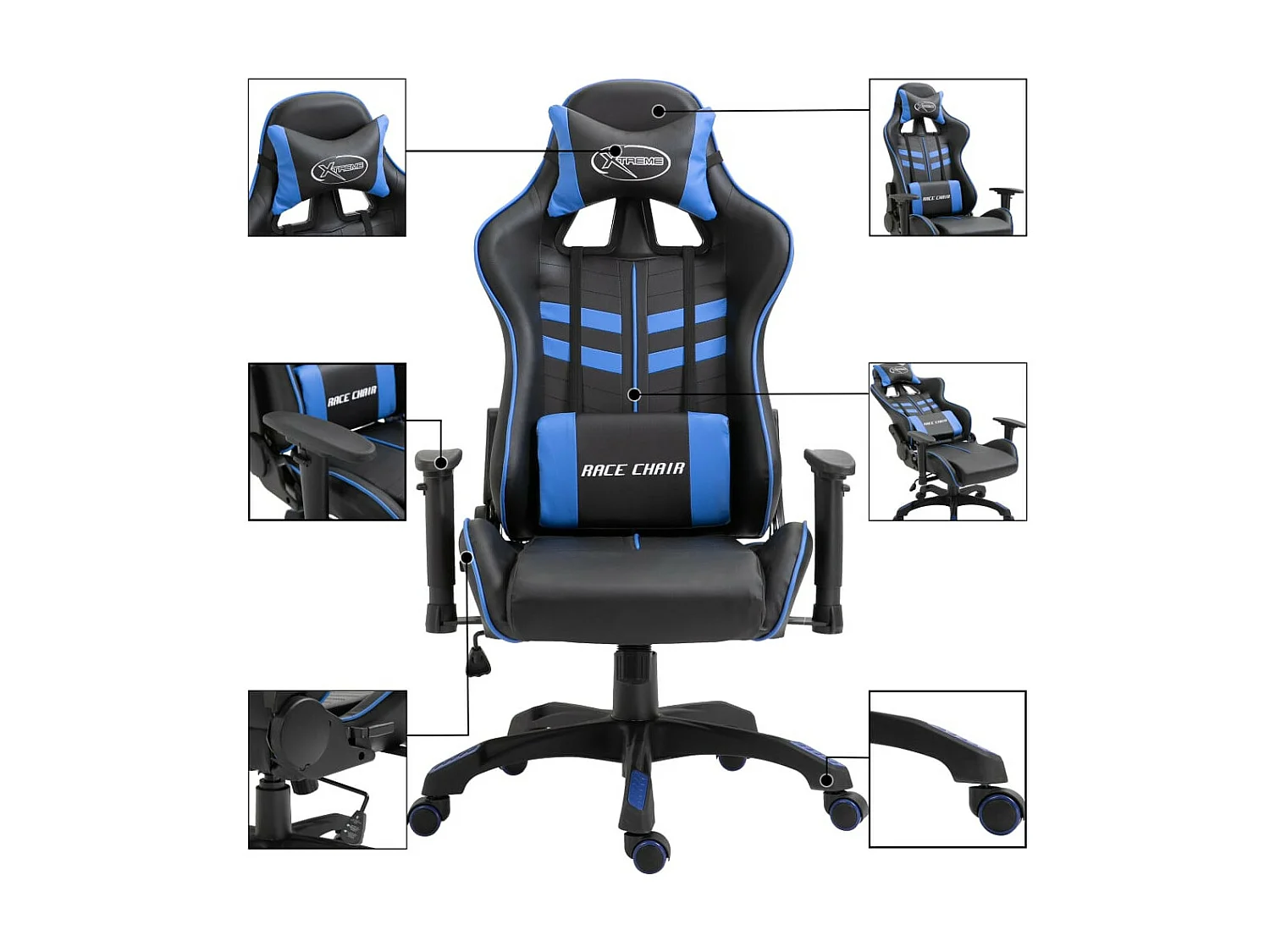 Fauteuil de jeux multimédia noir et bleu Gaming