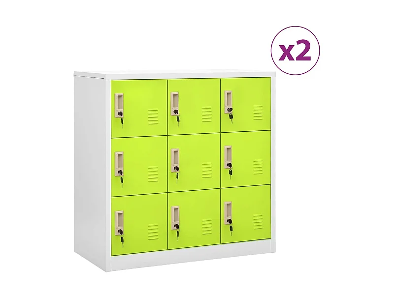 Armoires à casiers 2 pcs Gris clair et vert 90x45x92,5 Acier 2