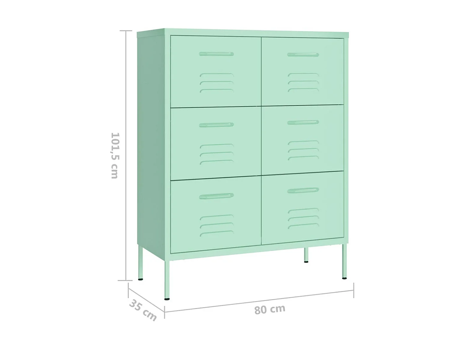 Armoire à tiroirs Vert menthe 80x35x101,5 Acier