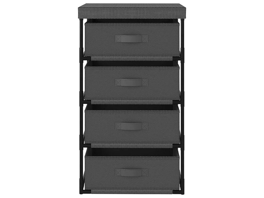 Étagère de rangement avec 4 paniers en tissu Acier Gris
