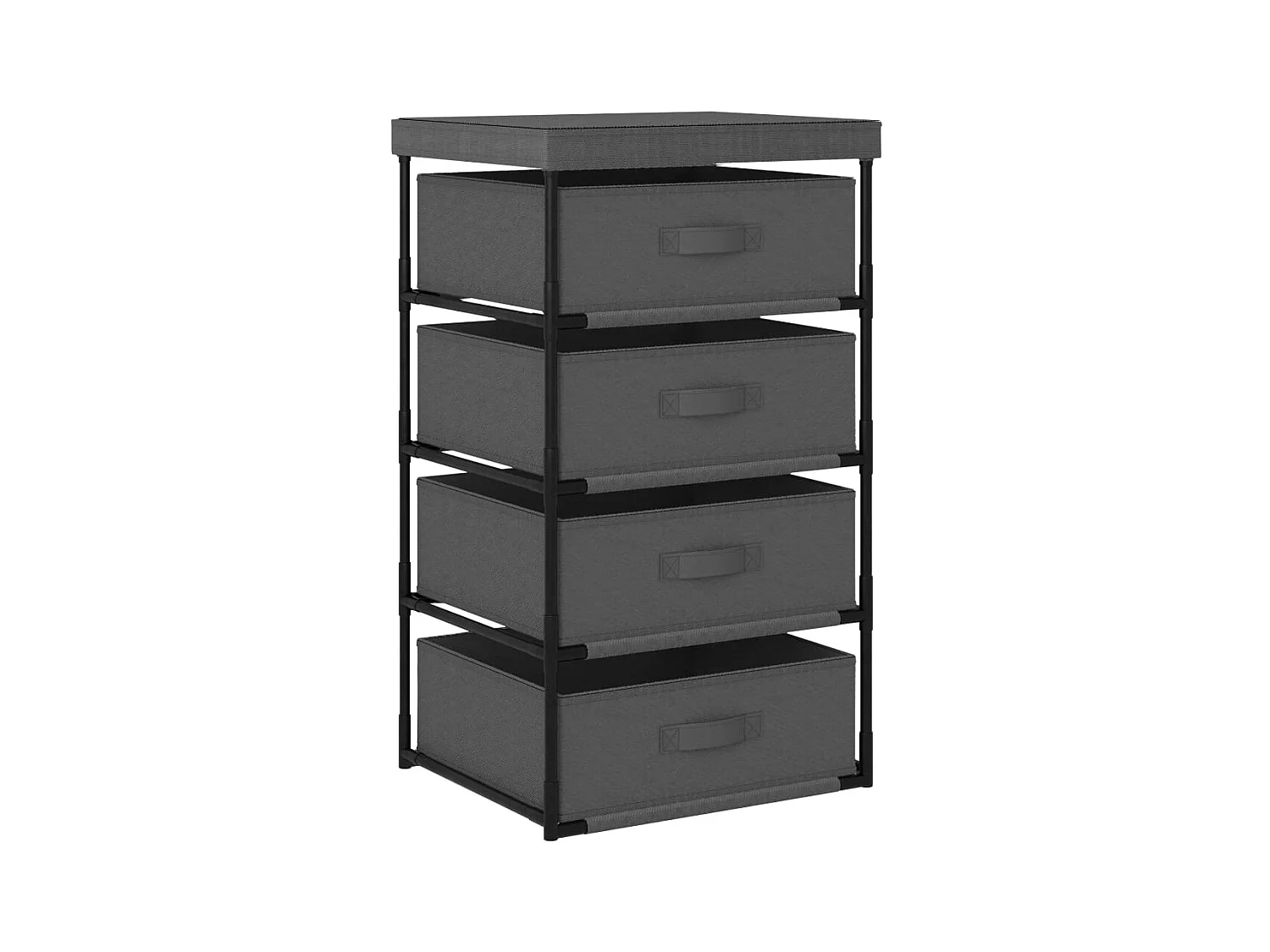 Étagère de rangement avec 4 paniers en tissu Acier Gris