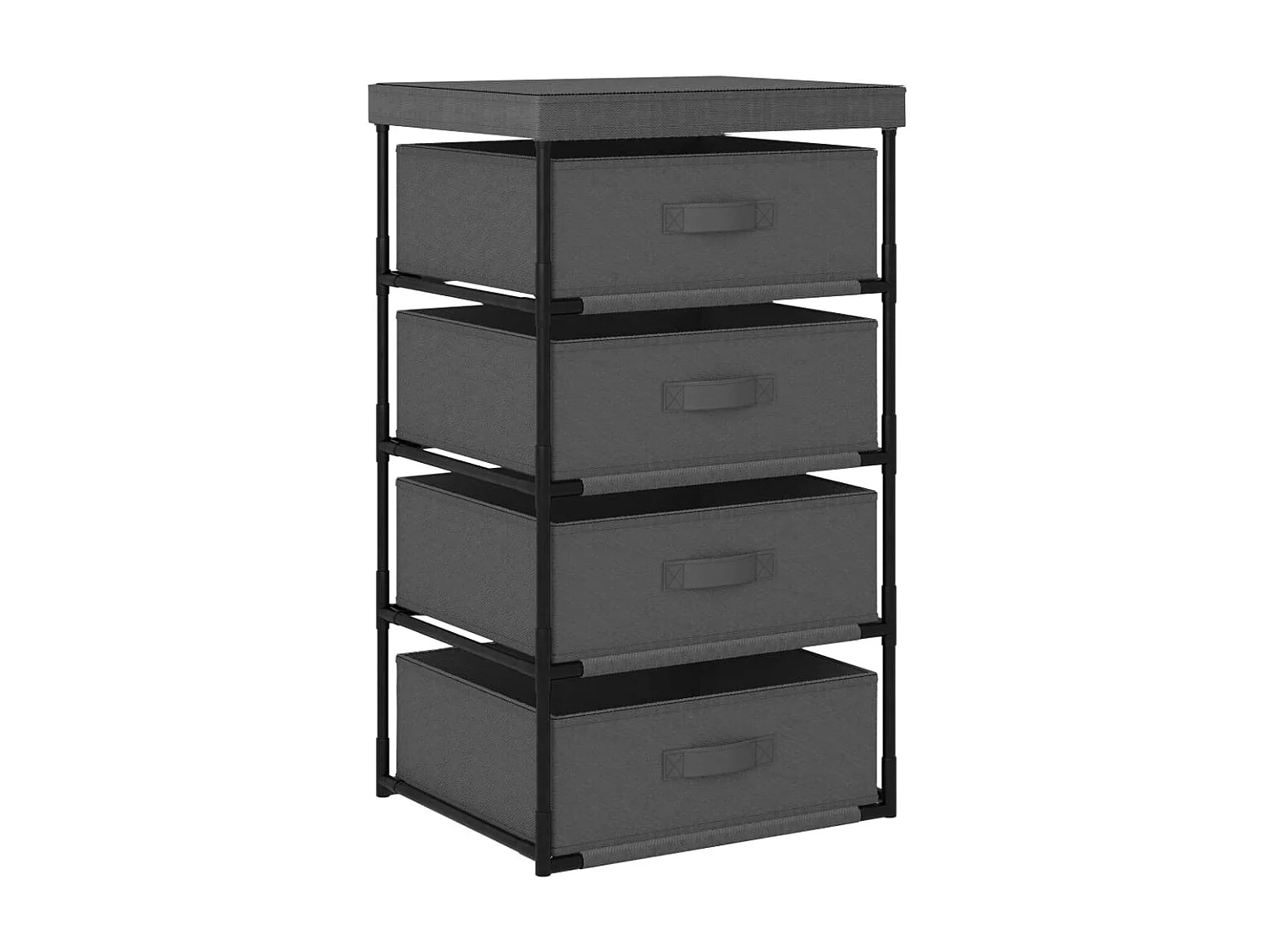 Étagère de rangement avec 4 paniers en tissu Acier Gris