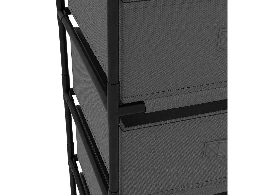 Étagère de rangement avec 4 paniers en tissu Acier Gris