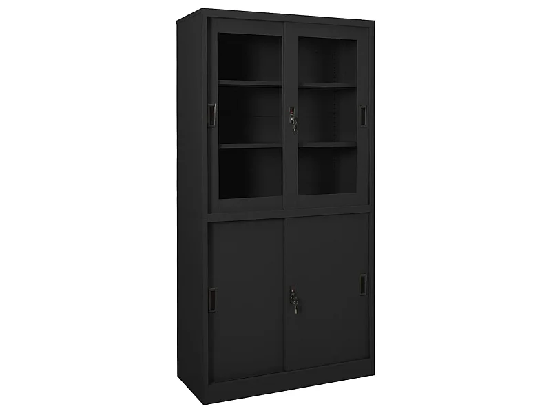 Armoire de bureau et porte coulissante Anthracite 90x40x180 2