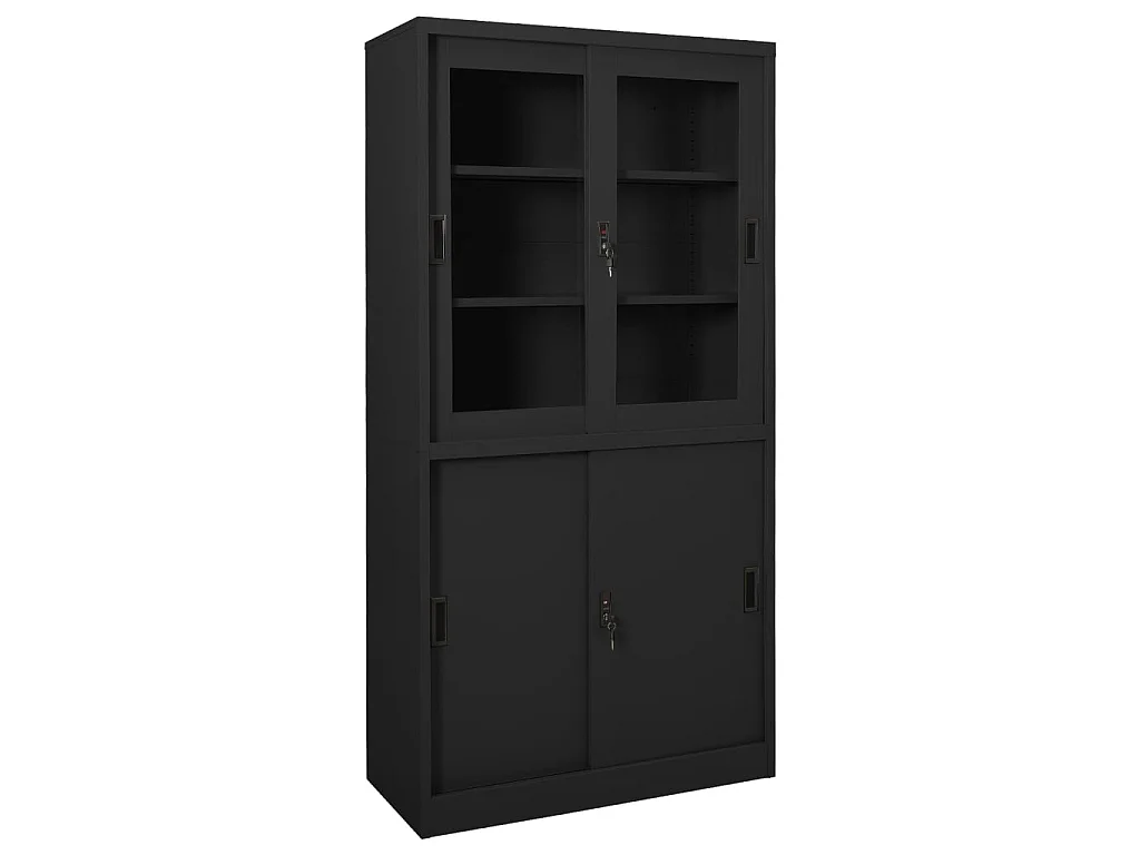 Armoire de bureau et porte coulissante Anthracite 90x40x180 2