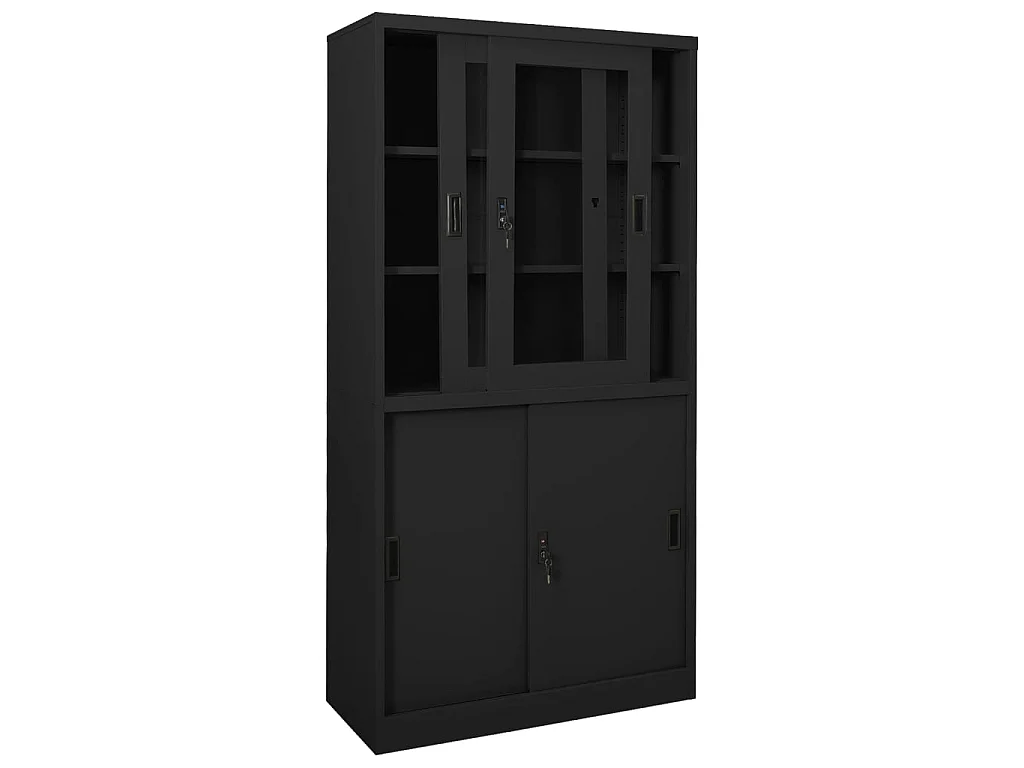 Armoire de bureau et porte coulissante Anthracite 90x40x180 2