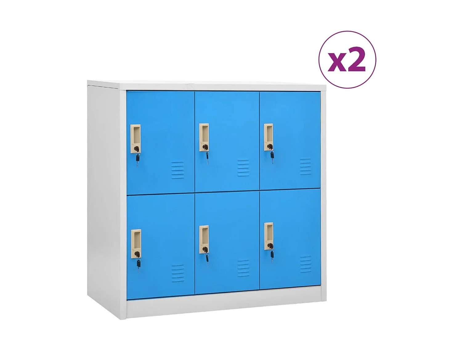 Lockerkasten 2 st 90x45x92,5 cm staal lichtgrijs en blauw