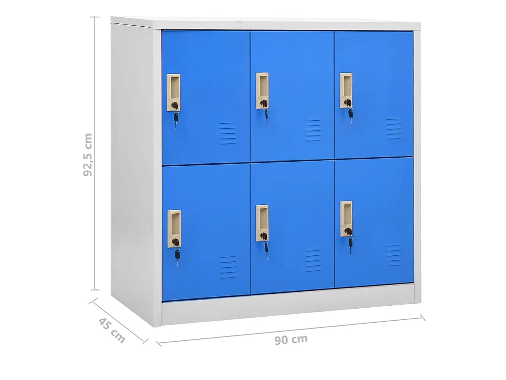 Lockerkasten 2 st 90x45x92,5 cm staal lichtgrijs en blauw