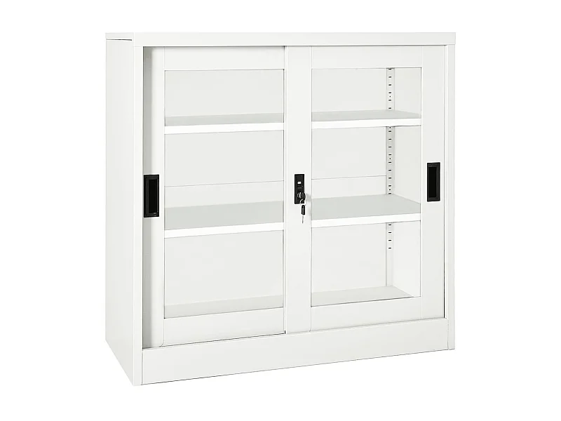 Armoire à portes coulissantes Blanc 90x40x90 Acier 2