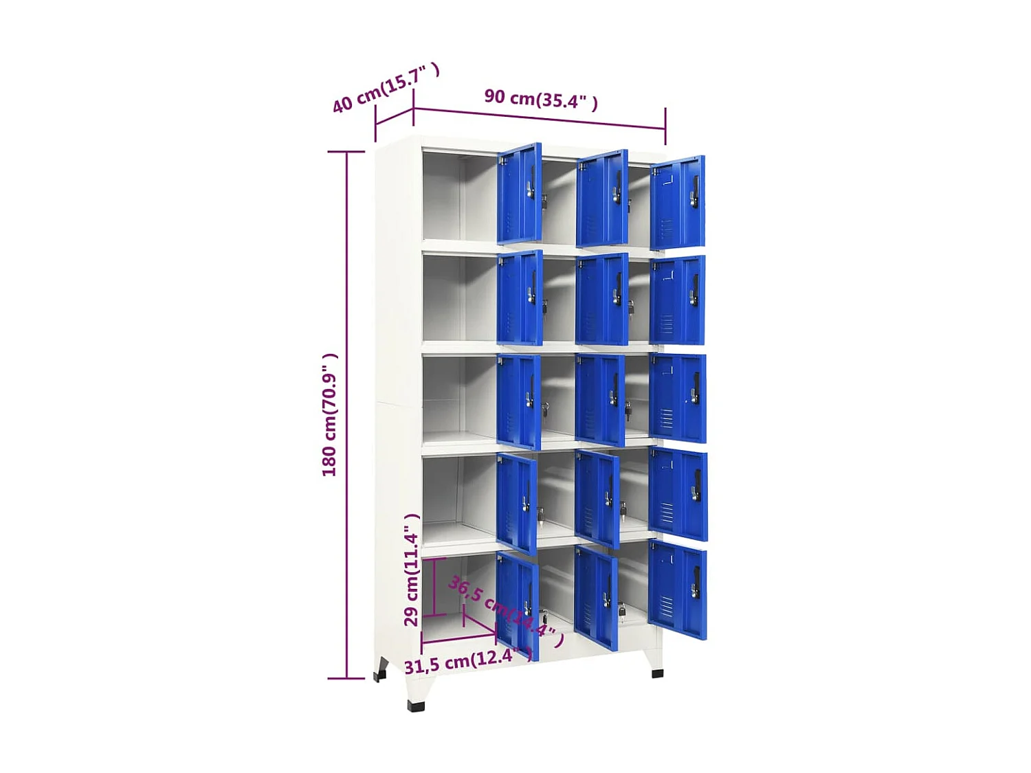 Armoire à casiers Gris et bleu 90x40x180 Acier