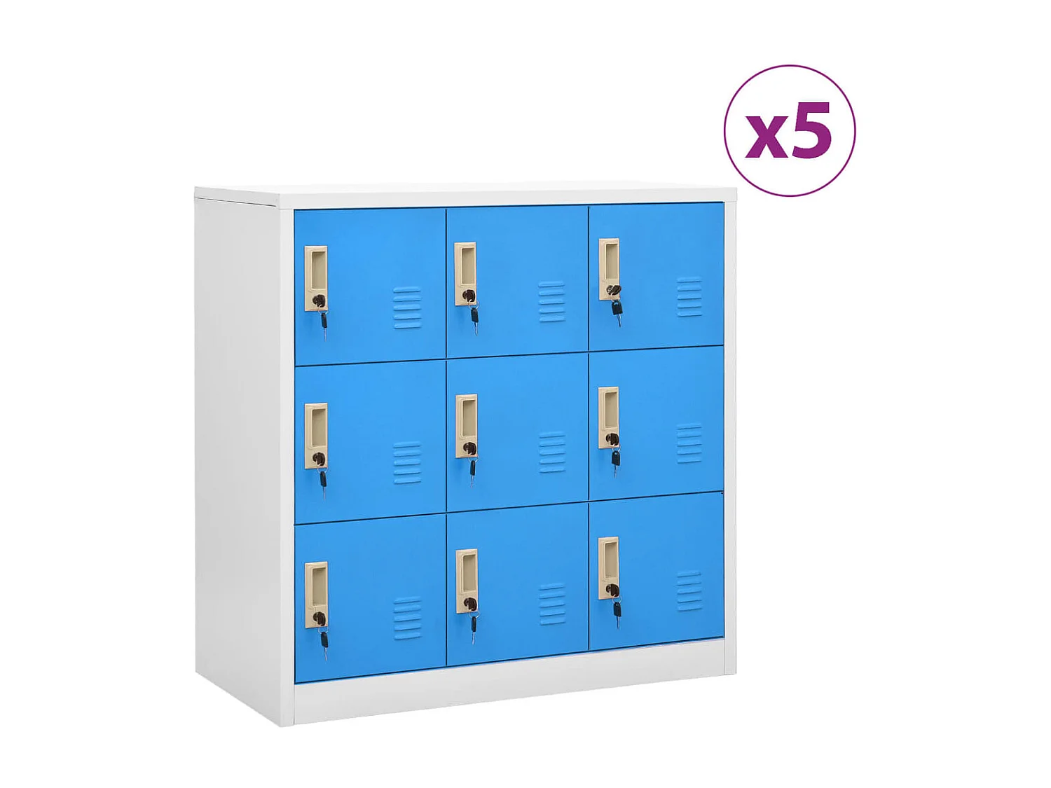 Lockerkasten 5 st 90x45x92,5 cm staal lichtgrijs en blauw