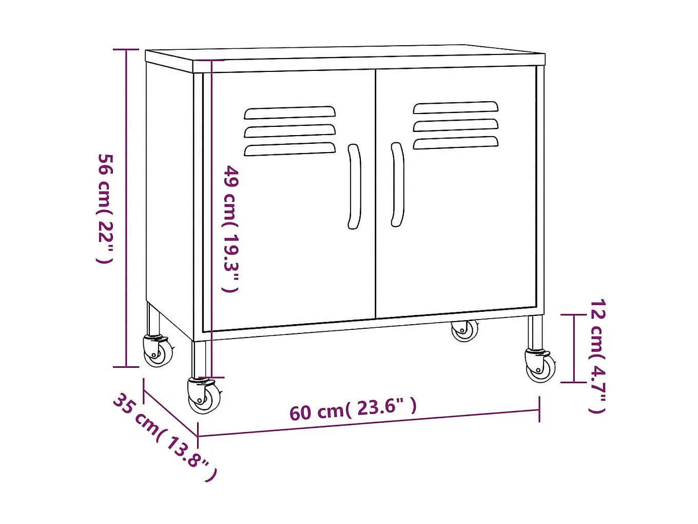 Armoire de rangement Bleu marine 60x35x49 Acier