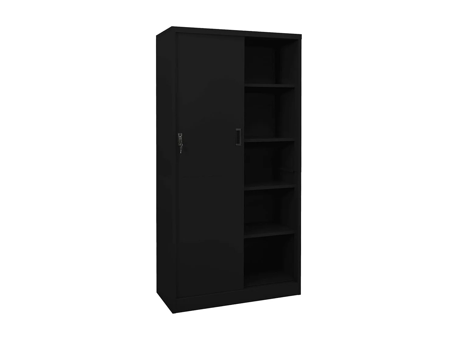 Armoire de bureau avec porte coulissante Noir 90x40x180 Acier