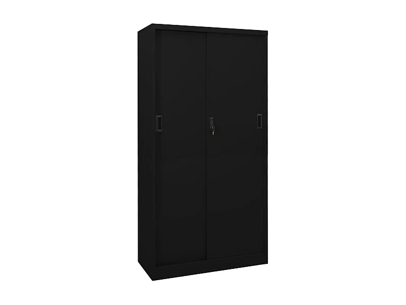 Armoire de bureau avec porte coulissante Noir 90x40x180 Acier